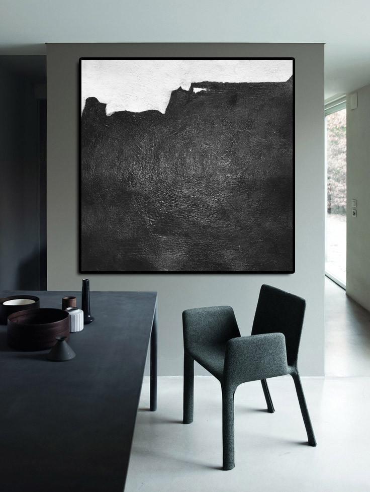 Minimal Black and White Painting #MN32A - Click Image to Close